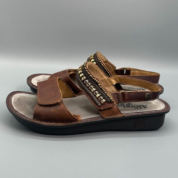 Alegria Verona Hickory Chain Gang Women's 8.5 Brown Leather Comfort Sandals - Picture 4 of 11